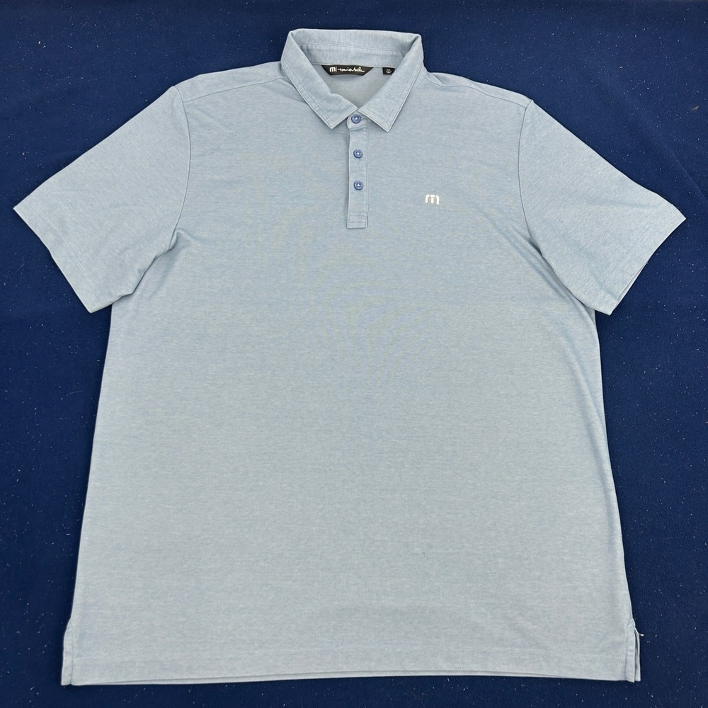 TravisMathew Shirt Mens XXL Light Blue Short Sleeve‎ Polo Golf Casual